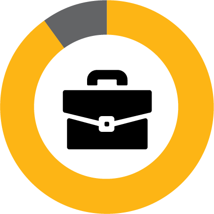 pie chart with briefcase icon